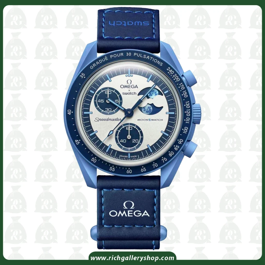 ساعت امگا سواچ مدل MoonSwatch رنگ آبی سرمه‌ای