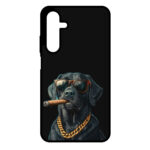 کاور ریچ قاب طرح مشکی سگ سیگاری – Black Smoking Dog مناسب برای گوشی موبایل سامسونگ Galaxy A15
