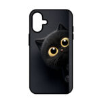 کاور ریچ قاب طرح گربه بامزه مشکی – Black Cute Cat مناسب برای گوشی موبایل آیفون IPhone 16 Normal