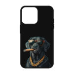 کاور ریچ قاب طرح مشکی سگ سیگاری – Black Smoking Dog مناسب برای گوشی موبایل آیفون IPhone 13 Pro Max