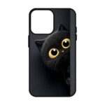 کاور ریچ قاب طرح گربه بامزه مشکی – Black Cute Cat مناسب برای گوشی موبایل آیفون IPhone 13 Pro Max